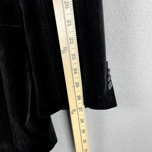 Jack Victor Prossimo Velvet Blazer Sport Coat Mens 44L Black Stripe Cotton Modal